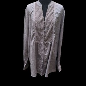 Earth Tone Long Sleeve Hippy Top Sz XL 18 Women's